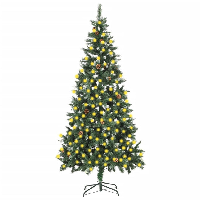 Kunstkerstboom Met Verlichting En Dennenappels 20 Cm 210 x 119 cm Groen en wit