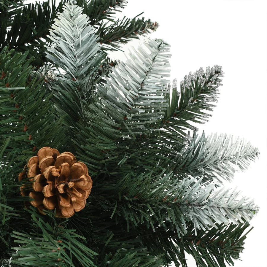 Kunstkerstboom Met Verlichting En Dennenappels 210 Cm Groen En Wit 210 x 119 cm