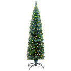 Kunstkerstboom Met Verlichting Standaard Smal 20 Cm Pvc Groen 120 x 38 cm Zonder sneeuwvlokken