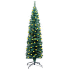 Kunstkerstboom Met Verlichting Standaard Smal 50 Cm Pvc Groen 150 x 43 cm Zonder sneeuwvlokken