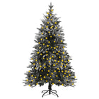 Kunstkerstboom Met Verlichting En Sneeuw 80 Cm Pvc En Pe 150 x 90 cm Met sneeuwvlokken