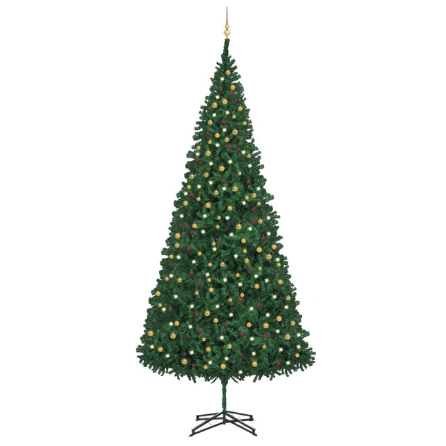 Kunstkerstboom Met Verlichting En Kerstballen 500 Cm 500 x 230 cm Groen en goud