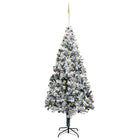 Kunstkerstboom Met Led's, Kerstballen En Sneeuw 400 Cm Groen 400 x 190 cm Goud