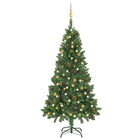 Kunstkerstboom Met Verlichting En Kerstballen 150 Cm Groen 150 x 89 cm Groen en goud