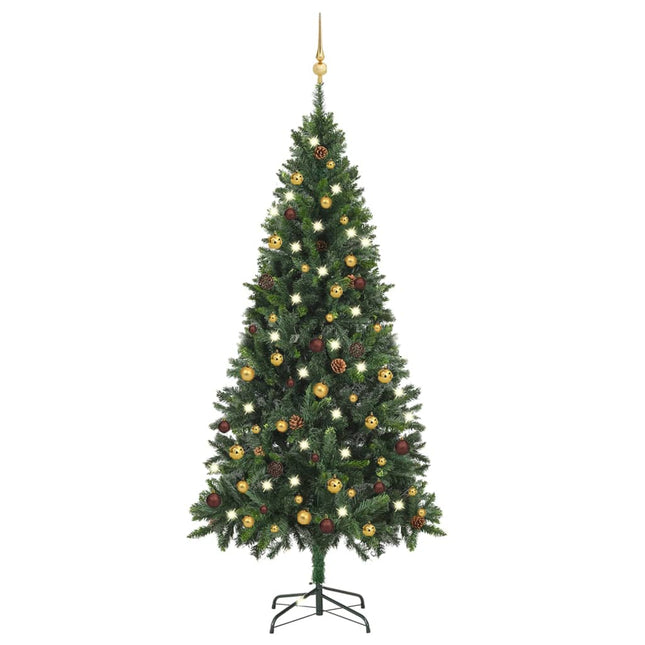 Kunstkerstboom Met Verlichting En Kerstballen 80 Cm 180 x 104 cm Groen en goud