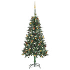 Kunstkerstboom Met Verlichting En Kerstballen 50 Cm 150 x 89 cm Wit en goud