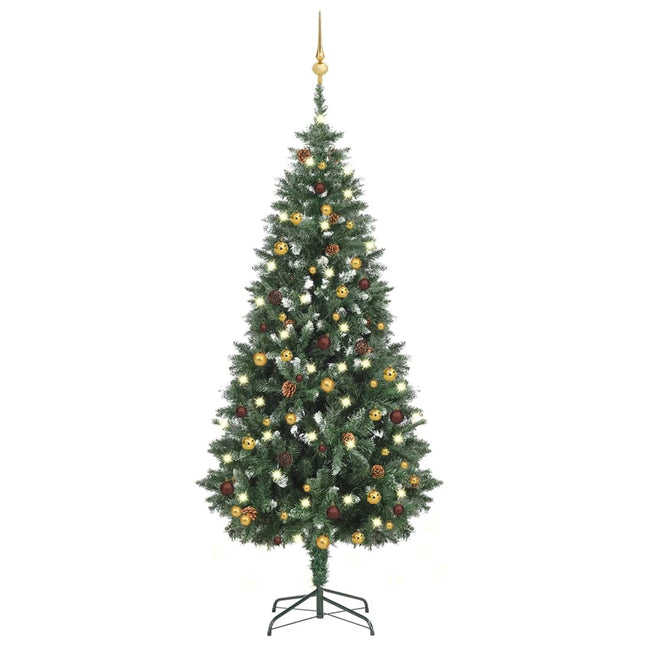 Kunstkerstboom Met Verlichting En Kerstballen 180 Cm 180 x 104 cm Wit en goud