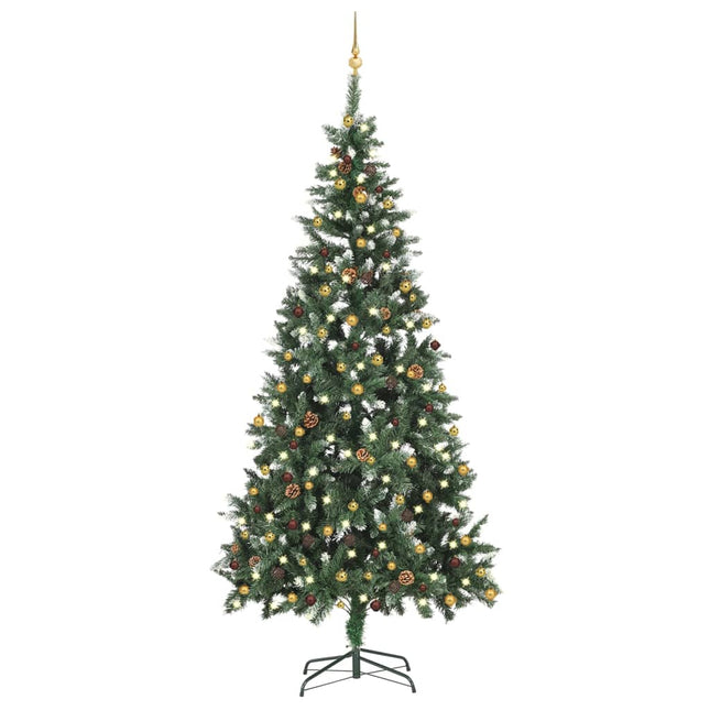 Kunstkerstboom Met Verlichting En Kerstballen 20 Cm 210 x 119 cm Wit en goud