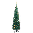 Kunstkerstboom Met Verlichting En Kerstballen Smal 240 Cm 240 x 61 cm Groen en goud