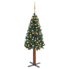 Kunstkerstboom Met Verlichting En Kerstballen Smal 50 Cm 150 x 66 cm Groen en goud