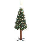 Kunstkerstboom Met Verlichting En Kerstballen Smal 20 Cm 210 x 77 cm Groen en goud