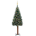 Kunstkerstboom Met Verlichting En Kerstballen Smal 80 Cm Groen 180 x 72 cm Wit en goud