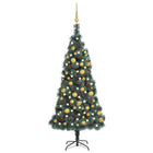 Kunstkerstboom Met Led's En Kerstballen 50 Cm Pvc En Pe 150 x 90 cm Groen en goud