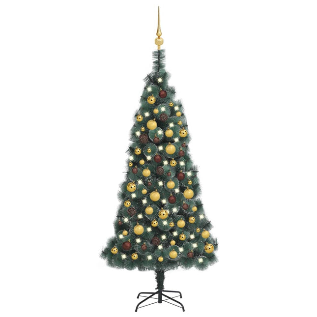 Kunstkerstboom Met Led's En Kerstballen 50 Cm Pvc En Pe 150 x 90 cm Groen en goud