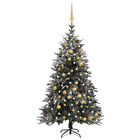 Kunstkerstboom Met Led's, Kerstballen En Sneeuw 80 Cm Pvc Pe 180 x 110 cm Wit en goud