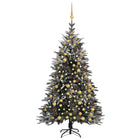 Kunstkerstboom Met Led's, Kerstballen En Sneeuw 20 Cm Pvc Pe 210 x 130 cm Wit en goud