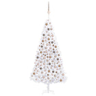 Kunstkerstboom Met Verlichting En Kerstballen 300 Cm Wit 300 x 155 cm white and rose