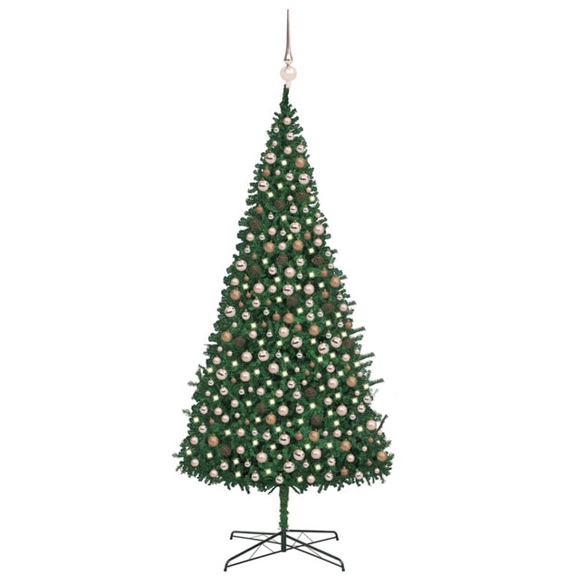 Kunstkerstboom Met Verlichting En Kerstballen 400 Cm Groen 400 x 190 cm green and rose