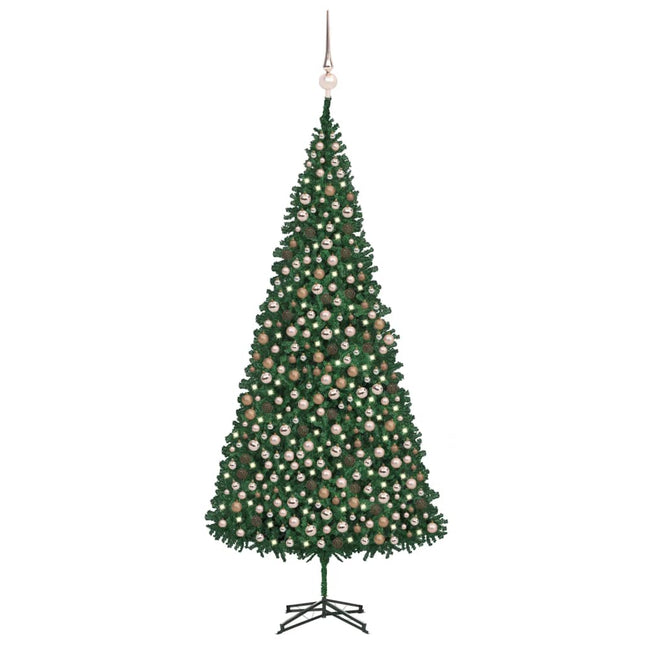 Kunstkerstboom Met Verlichting En Kerstballen 500 Cm Groen 500 x 230 cm green and rose