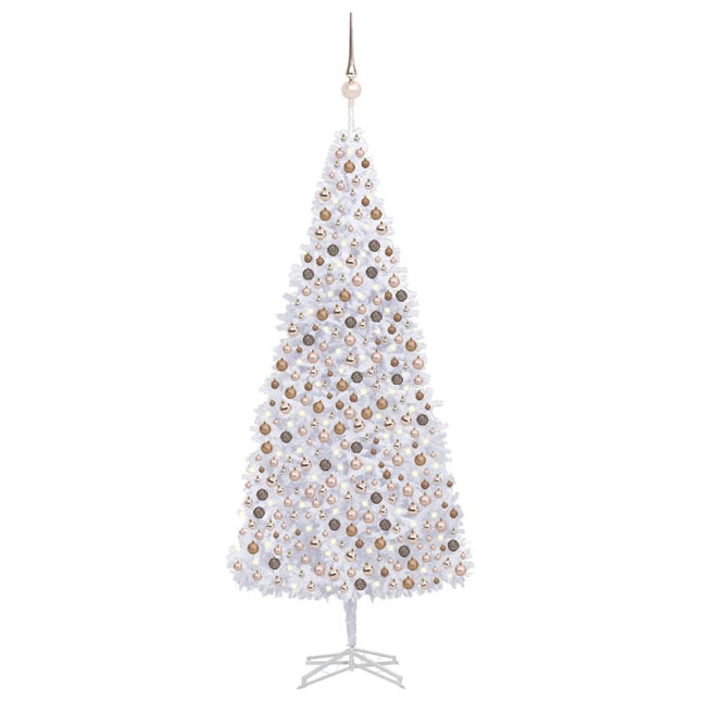 Kunstkerstboom Met Verlichting En Kerstballen 500 Cm Wit 500 x 230 cm white and rose