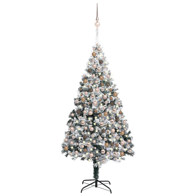 Kunstkerstboom Met Led's, Kerstballen En Sneeuw 300 Cm Groen 300 x 155 cm Rozen