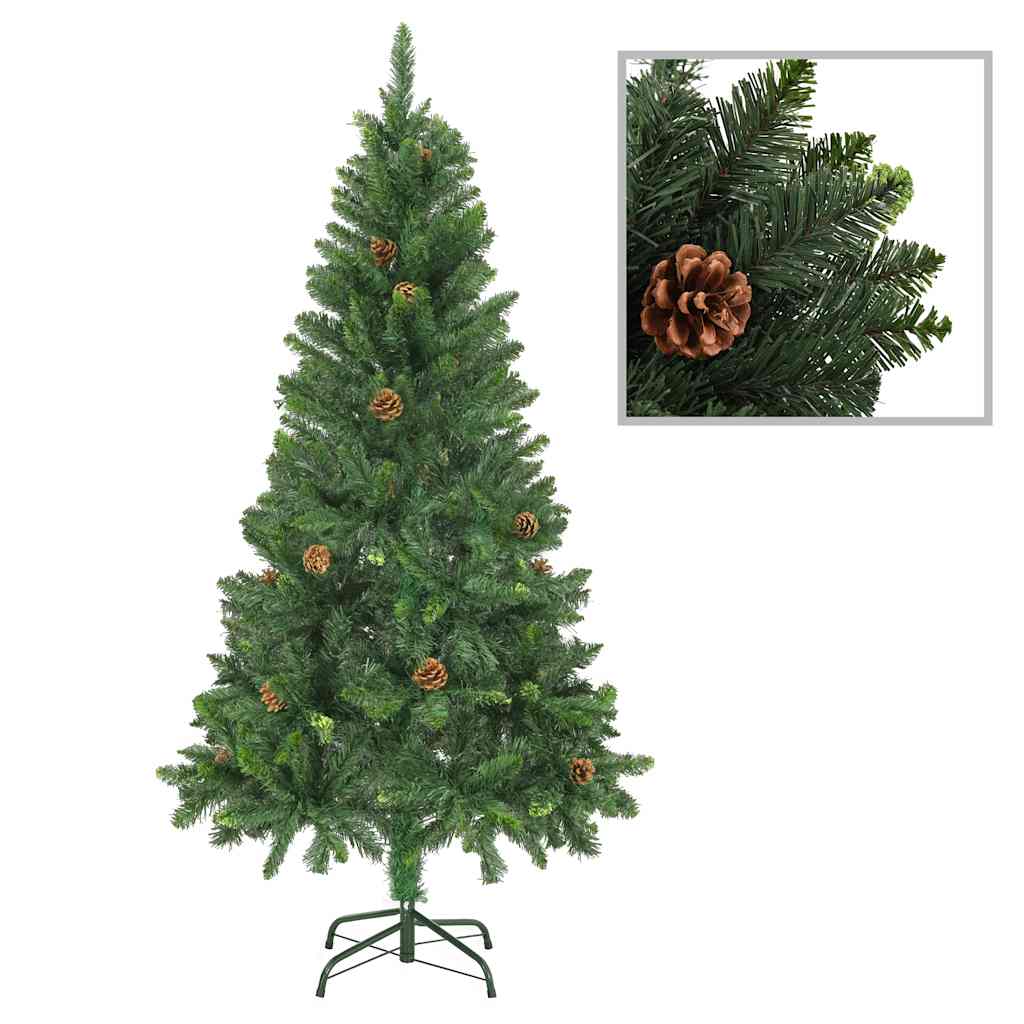 Kunstkerstboom met verlichting kerstballen dennenappels 180 c5