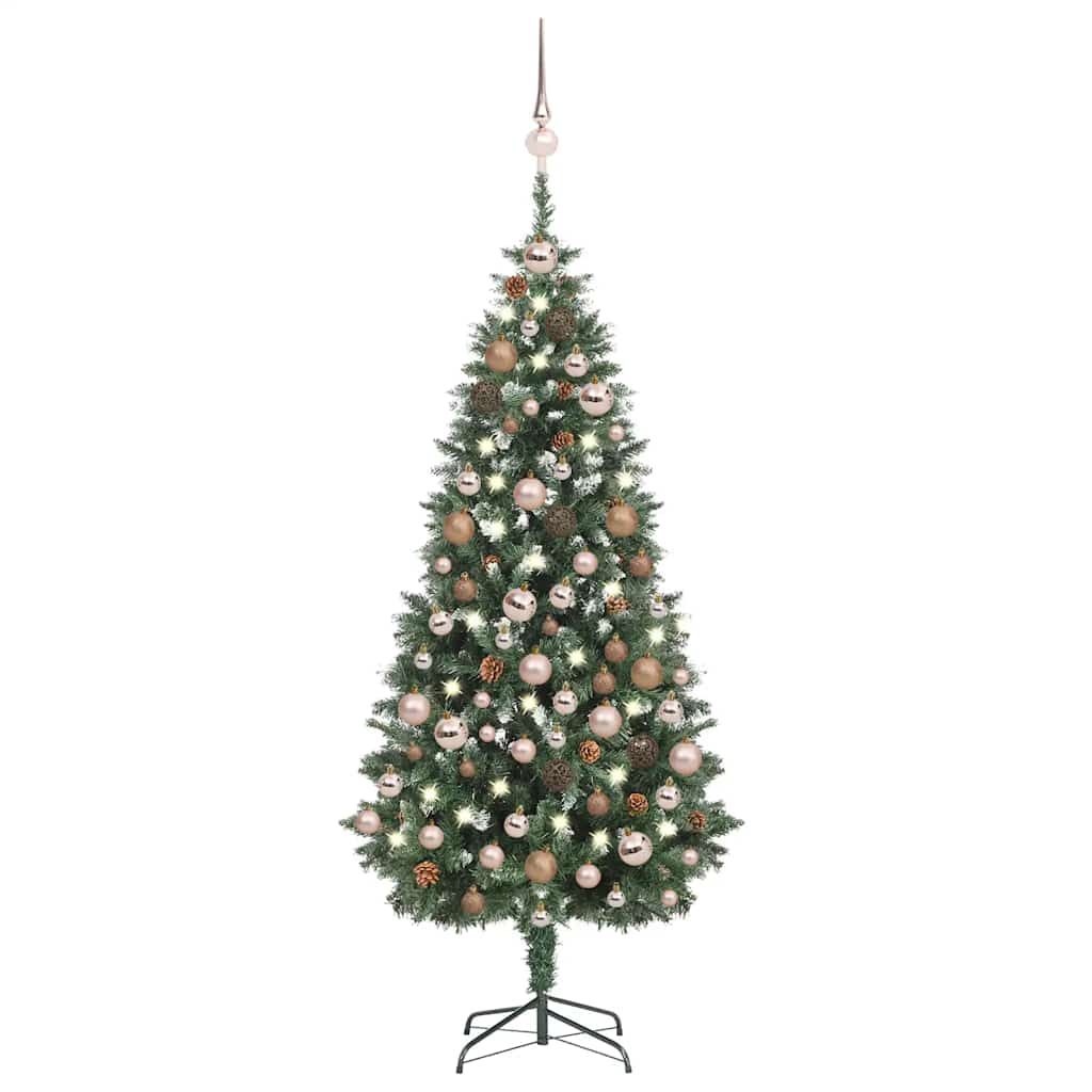 Kunstkerstboom met verlichting kerstballen dennenappels 180 cm