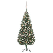 Kunstkerstboom 180 cm groen wit met verlichting
