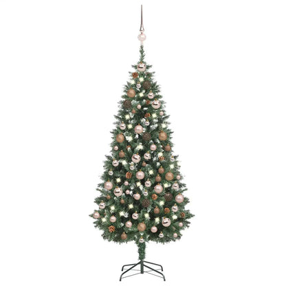 Kunstkerstboom met verlichting kerstballen dennenappels 180 cm