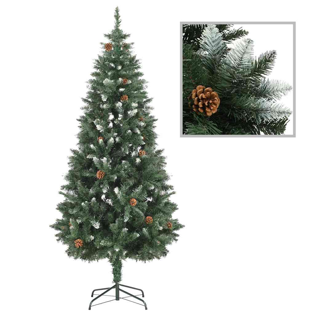 Kunstkerstboom met verlichting kerstballen dennenappels 180 cm