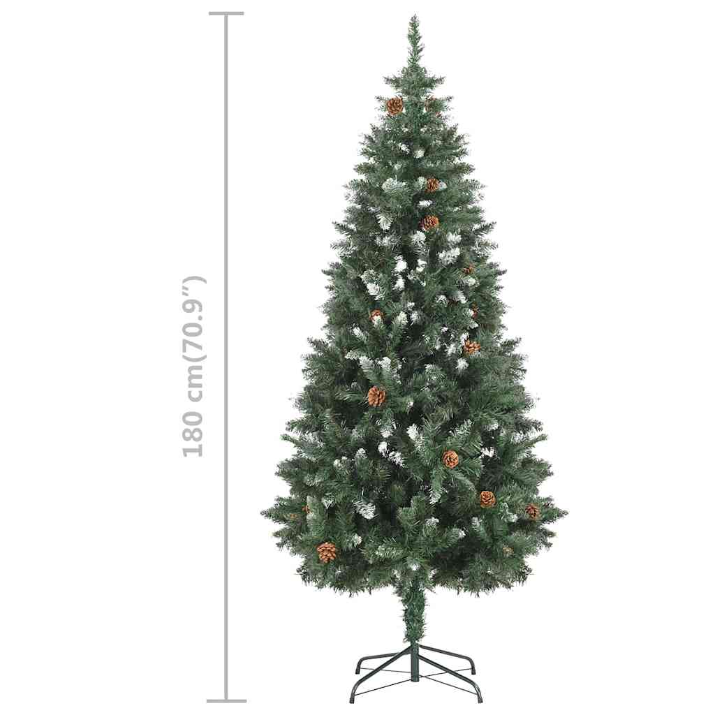 Kunstkerstboom met verlichting kerstballen dennenappels 180 cm