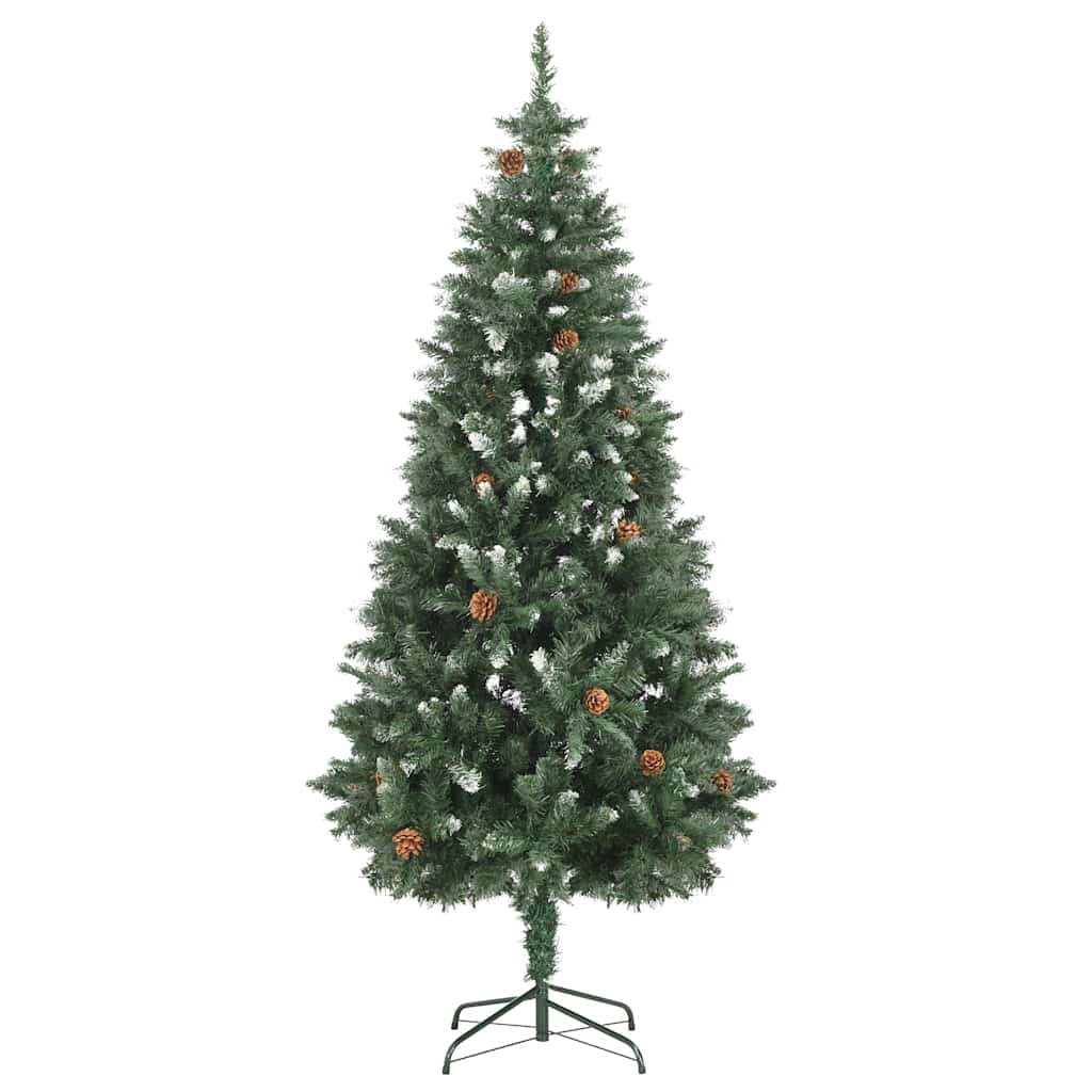 Kunstkerstboom met verlichting kerstballen dennenappels 180 cm