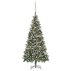 Kunstkerstboom Met Verlichting Kerstballen Dennenappels 20 Cm 210 x 119 cm white and rose