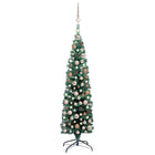 Kunstkerstboom Met Verlichting En Kerstballen Smal 50 Cm Groen 150 x 43 cm green and rose