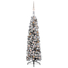 Kunstkerstboom Met Verlichting En Kerstballen Smal 50 Cm Groen 150 x 43 cm white and rose