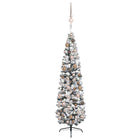 Kunstkerstboom Met Verlichting En Kerstballen Smal 20 Cm Groen 210 x 55 cm white and rose