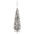 Kunstkerstboom Met Verlichting En Kerstballen Smal 240 Cm Groen 240 x 61 cm white and rose