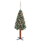 Kunstkerstboom Met Verlichting En Ballen Smal 20 Cm Pvc Groen 210 x 77 cm green and rose