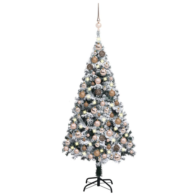 Kunstkerstboom Met Verlichting En Kerstballen 50 Cm Pvc Groen 150 x 95 cm Rozen