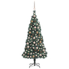 Kunstkerstboom Met Led's En Kerstballen 50 Cm Pvc En Pe Groen 150 x 90 cm green and rose