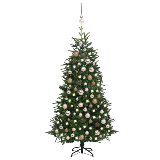 Kunstkerstboom Met Led's En Kerstballen 80 Cm Pvc En Pe Groen 180 x 110 cm green and rose