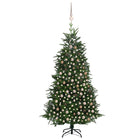 Kunstkerstboom Met Led's En Kerstballen 20 Cm Pvc En Pe Groen 210 x 130 cm green and rose