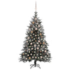 Kunstkerstboom Met Led's, Kerstballen En Sneeuw 50 Cm Pvc Pe 150 x 90 cm white and rose