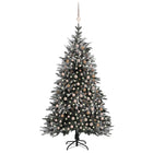 Kunstkerstboom Met Led's, Kerstballen En Sneeuw 20 Cm Pvc Pe 210 x 130 cm white and rose