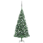 Kunstkerstboom Met Verlichting En Kerstballen 300 Cm 300 x 155 cm Groen en rood