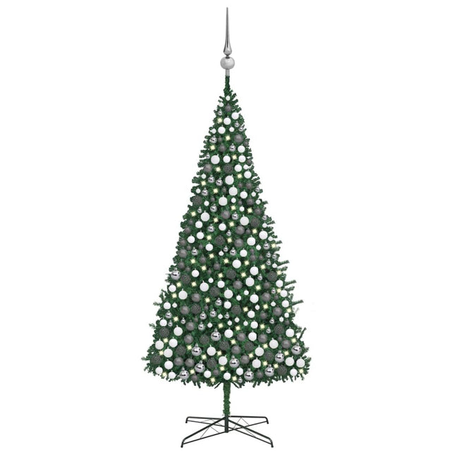 Kunstkerstboom Met Verlichting En Kerstballen 400 Cm 400 x 190 cm Groen en rood