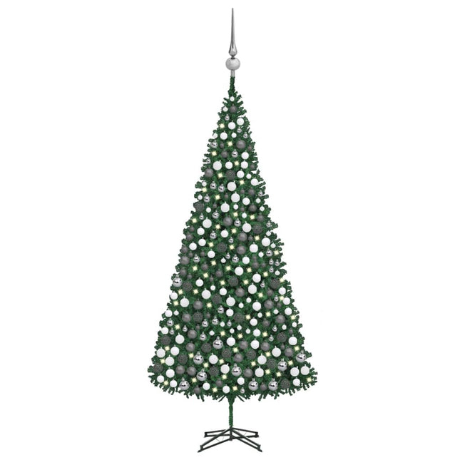 Kunstkerstboom Met Verlichting En Kerstballen 500 Cm 500 x 230 cm Groen en rood