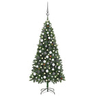 Kunstkerstboom Met Verlichting Kerstballen Dennenappels 80 Cm 180 x 104 cm Groen en rood