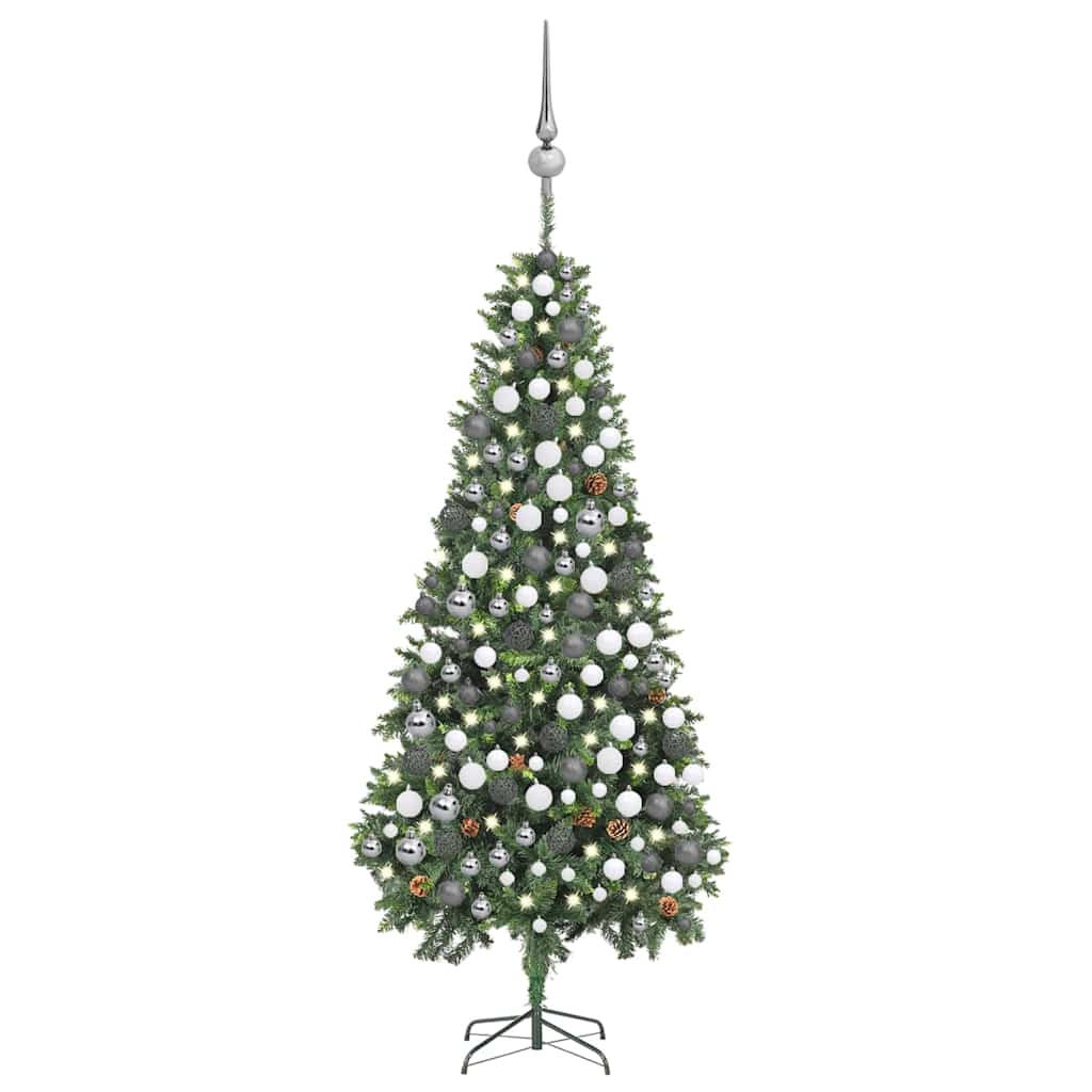Kunstkerstboom Met Verlichting Kerstballen Dennenappels 210 Cm 210 x 119 cm