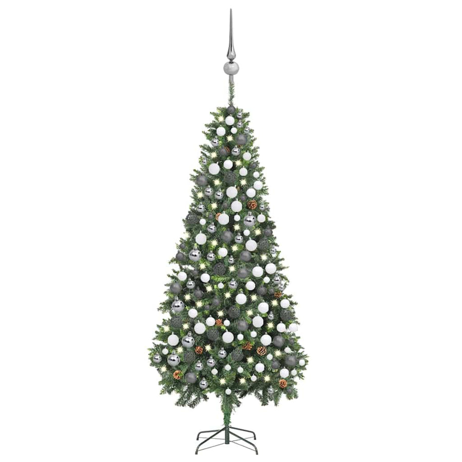 Kunstkerstboom Met Verlichting Kerstballen Dennenappels 210 Cm 210 x 119 cm